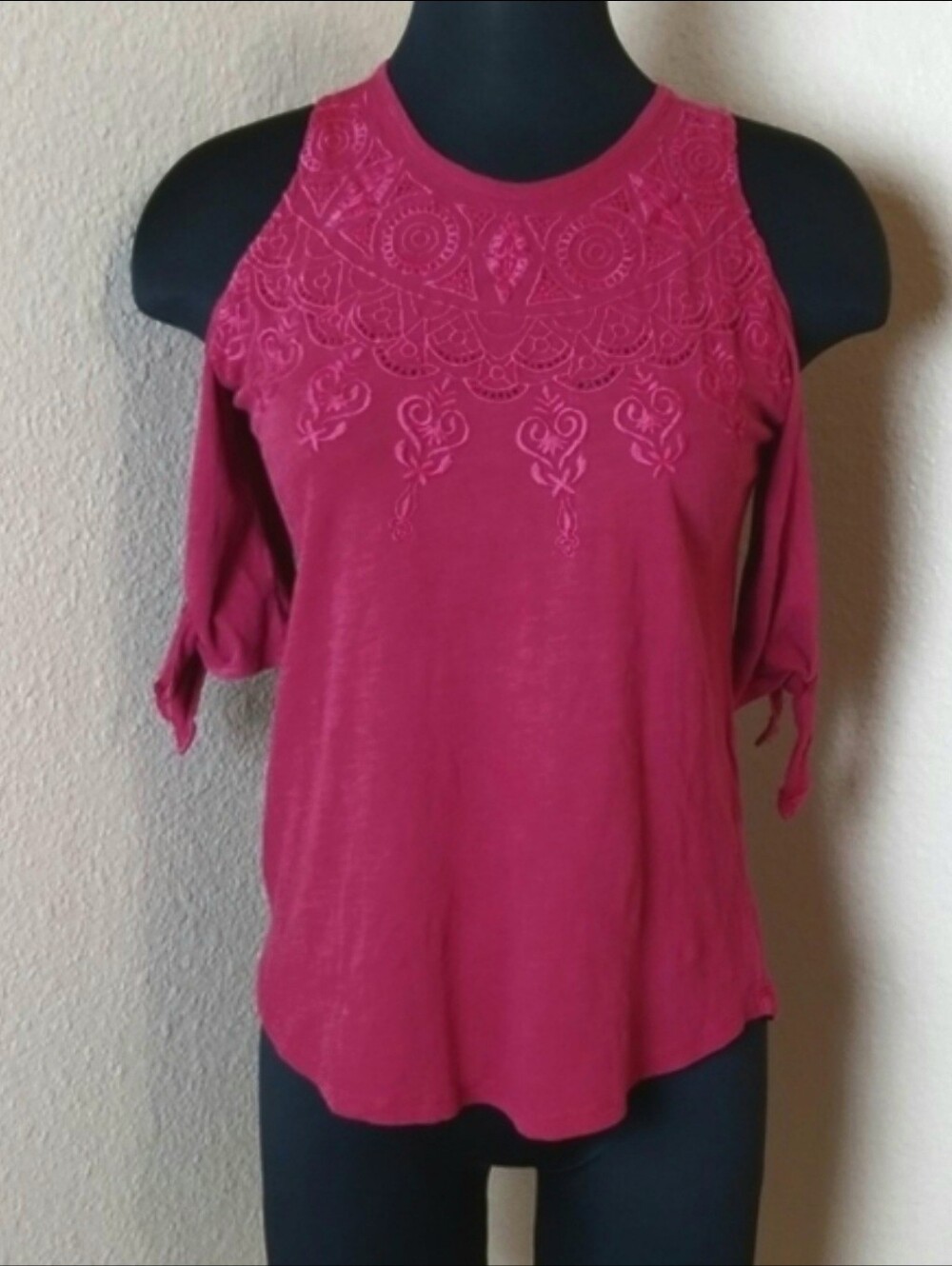 Lucky Brand Off Shoulder Embroidered Blouse